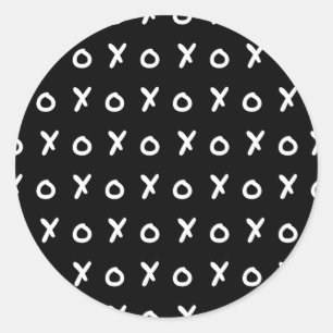Zwart & Wit X O XO X&O's Trendy Schattig Ronde Sticker