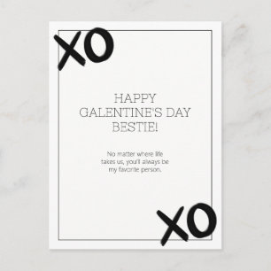 Zwart-wit XOXO Bestie Galentine's Day Feestdagenkaart