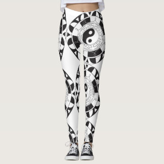 Zwart-wit Ying Yang Mandala Leggings