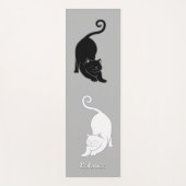 Zwart & Wit Yoga Katten op Licht Zilver Grijs Yogamat (Voorkant)