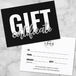 Zwart-Wit Zakelijk Logo Cadeaubon Visitekaartje
