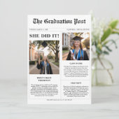 Zwart-wit Ze heeft het gedaan Krant Diploma Foto Kaart (Staand voorkant)