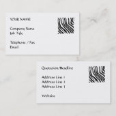Zwart-wit Zebra Afdrukpatroon. Visitekaartje (Voorkant / Achterkant)