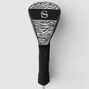 Zwart Wit Zebra Animal Pattern Initiaal Monogram Golfheadcover
