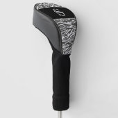 Zwart Wit Zebra Animal Pattern Initiaal Monogram Golfheadcover (Schuin)