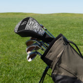 Zwart Wit Zebra Animal Pattern Initiaal Monogram Golfheadcover (Insitu)