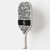 Zwart Wit Zebra Animal Pattern Initiaal Monogram Pickleball Paddle (Links)