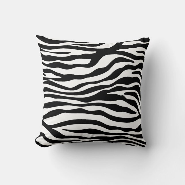 Zwart-wit Zebra Animal Print Kussen (Voorkant)