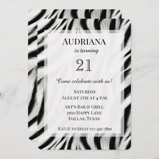 Zwart Wit Zebra Animal Print Verjaardag Kaart (Voorkant / Achterkant)