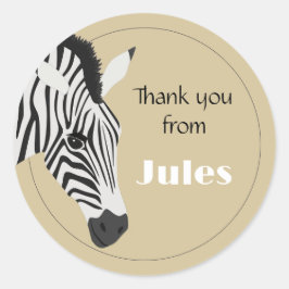 Zwart Wit Zebra Geel Dank u Ronde Sticker