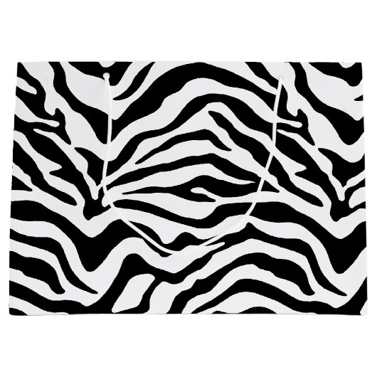 Zwart-wit zebra gestreept large cadeauzakje (Voorkant)