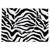 Zwart-wit zebra gestreept large cadeauzakje (Achterkant)