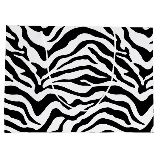 Zwart-wit zebra gestreept large cadeauzakje (Achterkant)