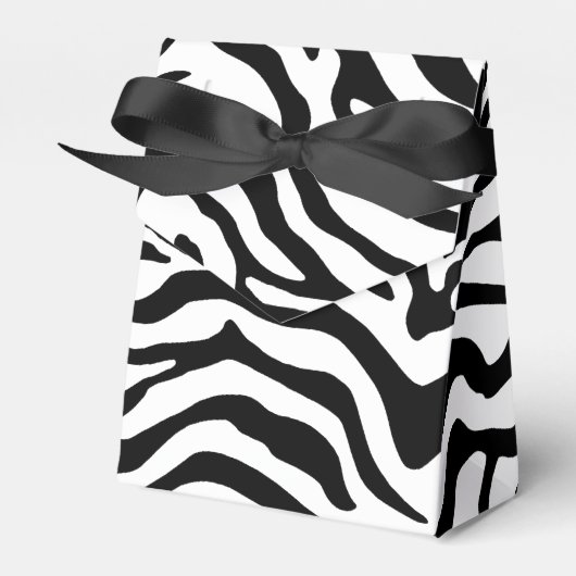 Zwart-wit zebra gestreepte print bedankdoosjes (Voorkant Zijde)
