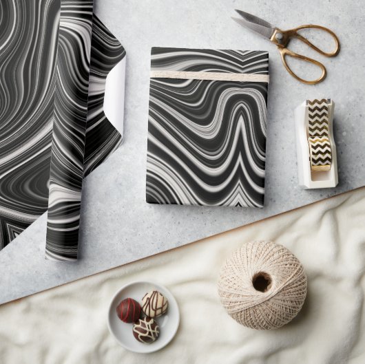 Zwart-wit Zebra golvende abstractie Cadeaupapier (Crafts)