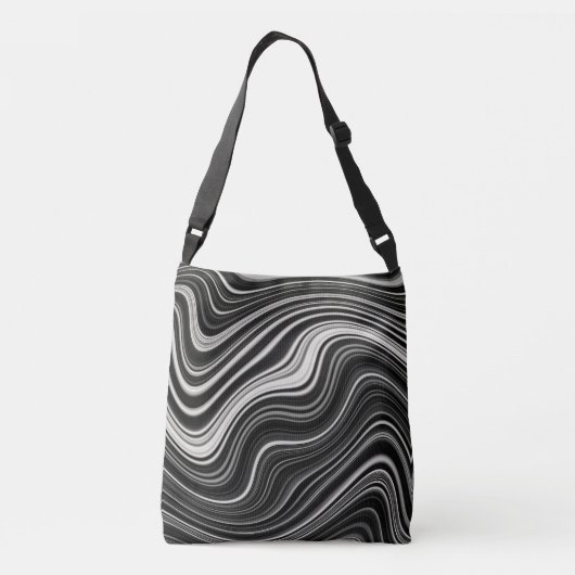 Zwart-wit Zebra golvende abstractie Crossbody Tas (Achterkant)