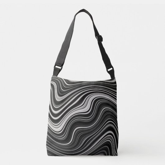 Zwart-wit Zebra golvende abstractie Crossbody Tas (Voorkant)