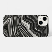 Zwart-wit Zebra golvende abstractie iPhone Hoesje (Achterkant horizontaal)