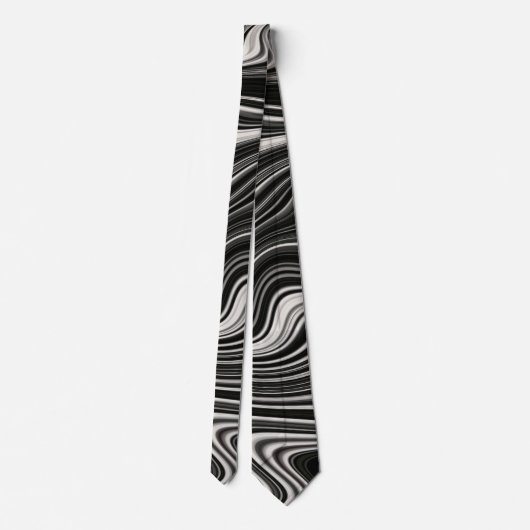 Zwart-wit Zebra golvende abstractie Stropdas (Achterkant)