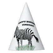 Zwart-wit Zebra in het gras Feesthoedjes (Voorkant)