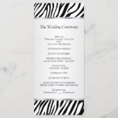 Zwart wit zebra, lint, juweel Trouwprogramma Programma (Achterkant)