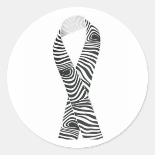 Zwart-wit Zebra lint Ronde Sticker (Voorkant)