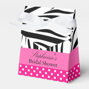 Zwart-wit Zebra met warmroze Vrijgezellenfeest Bedankdoosjes