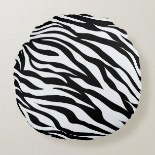 Zwart-wit Zebra Oerwoud Theme Animal Print Rond Kussen