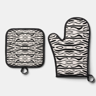 Zwart-wit zebra of tijger patroon ovenwant & pannenlap set