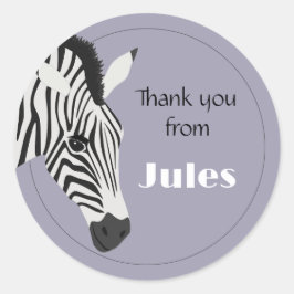 Zwart Wit Zebra Paarse Dank u Ronde Sticker