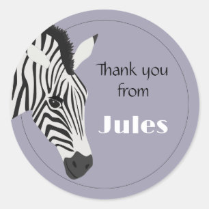 Zwart Wit Zebra Paarse Dank u Ronde Sticker