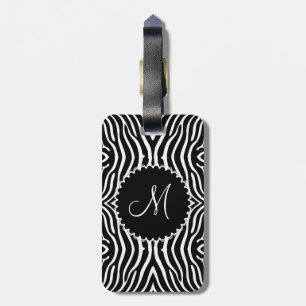 Zwart-wit zebra patroon aangepast bagagelabel