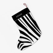 Zwart-wit Zebra patroon Kleine Kerstsok (Achterkant (Hangend))