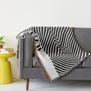 Zwart-wit Zebra patroon Modern Monogram Deken
