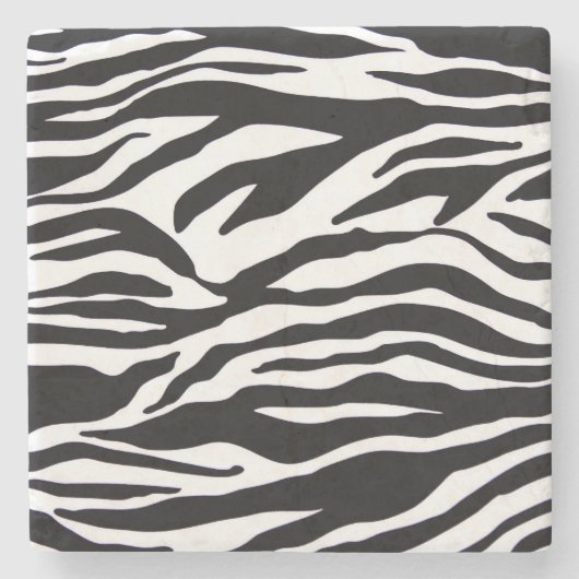 Zwart-wit Zebra Pattern afdrukken Stenen Onderzetter (Voorkant)