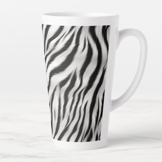 Zwart Wit Zebra Print Dier Latte Mok (Rechts)