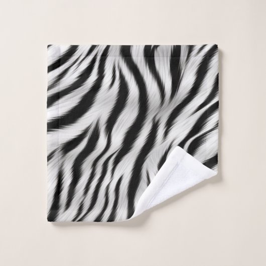 Zwart Wit Zebra Print Dierensafari Bad Handdoek (Wasdoekje)