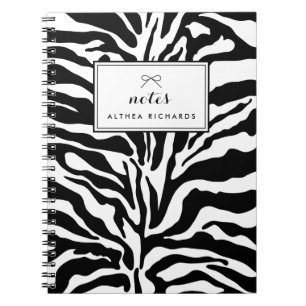 Zwart-wit Zebra Print Gepersonaliseerd Notitieboek