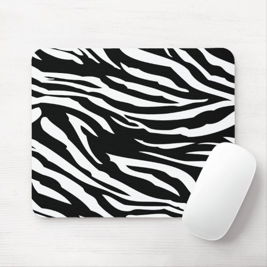 Zwart-wit zebra print gepersonaliseerde mousepad muismat (Met muis)