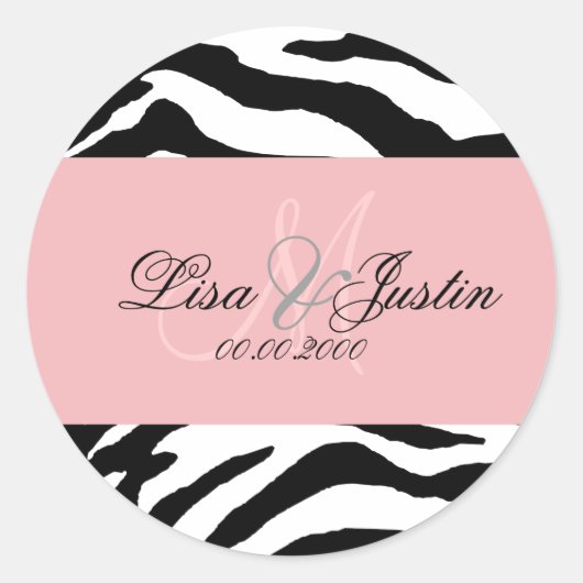 Zwart + wit zebra print/monogram stickers (Voorkant)