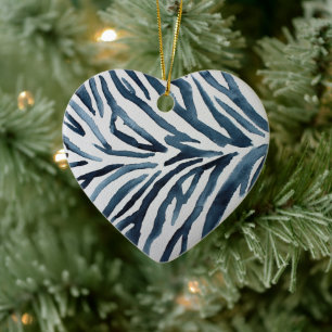 Zwart Wit Zebra Print Waterverf Keramisch Ornament