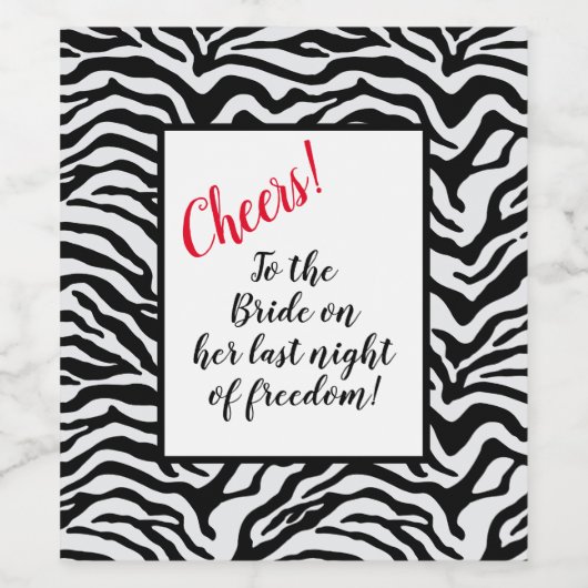 Zwart-wit Zebra print Wijn Etiket (Enkel label)