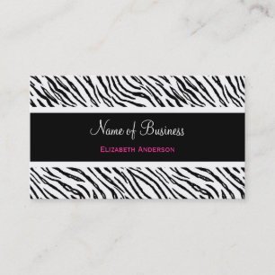 Zwart-wit zebra roze accent visitekaartje