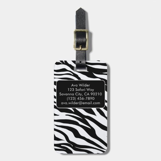 Zwart-wit Zebra Safari Patroon Print Bagagelabel (Voorkant verticaal)