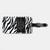 Zwart-wit Zebra Safari Patroon Print Bagagelabel (Achterkant horizontaal)