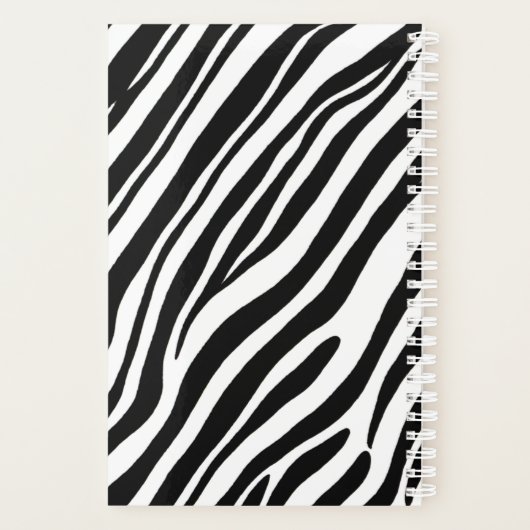 Zwart Wit Zebra Skin Gold Monogram Initialen Naam Planner (Achterkant)