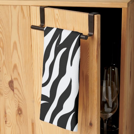 Zwart-wit zebra streeppatroon dierenprint theedoek (Derde Gevouwen)