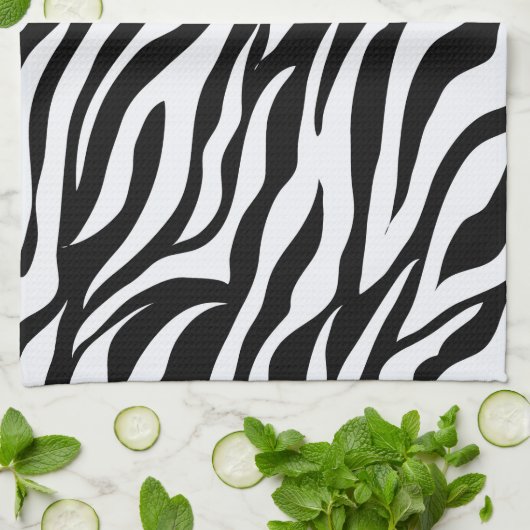 Zwart-wit Zebra Stripe Pattern Animal Print Theedoek (Gevouwen)