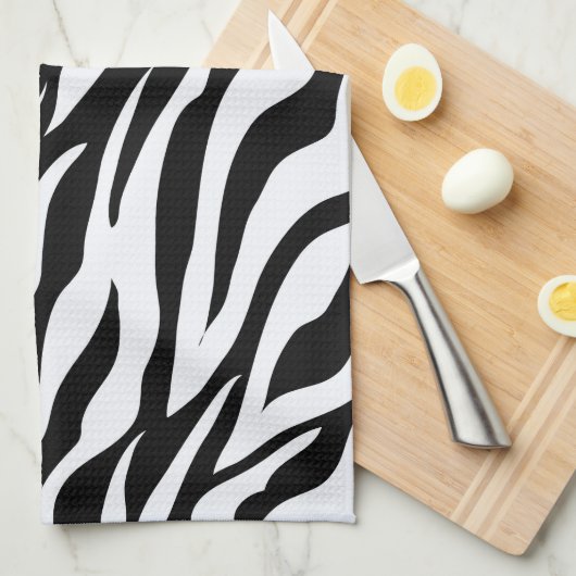 Zwart-wit Zebra Stripe Pattern Animal Print Theedoek (Quarter Fold)