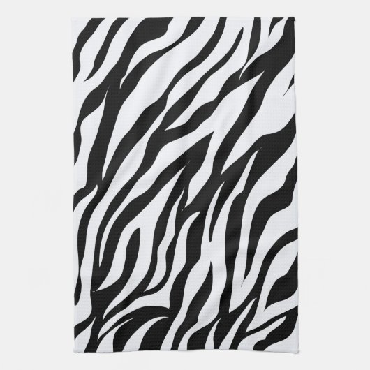 Zwart-wit Zebra Stripe Pattern Animal Print Theedoek (Verticaal)